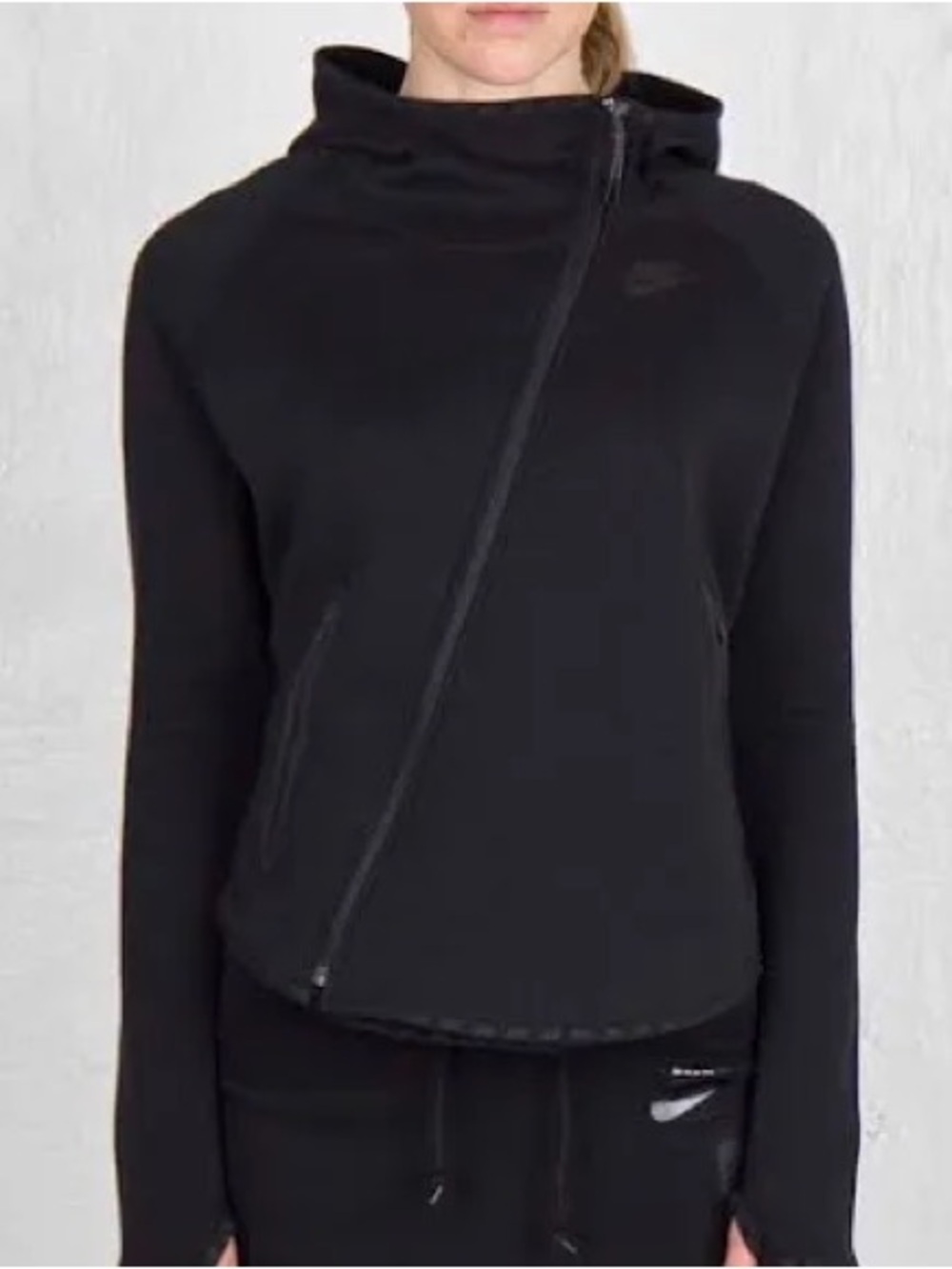 Nike Tech Fleece asymmetrical cape hoodie diagonal front zipper size XS